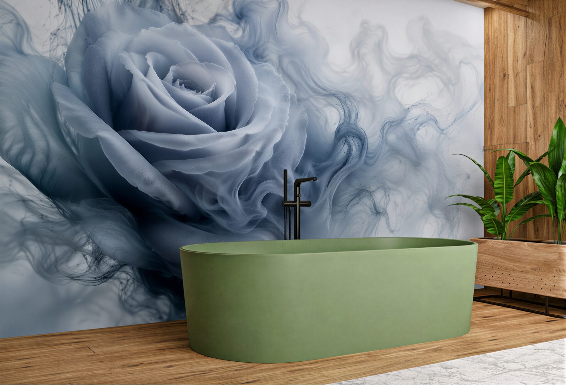 Fototapeten Blaue Rose in rauchiger Aura