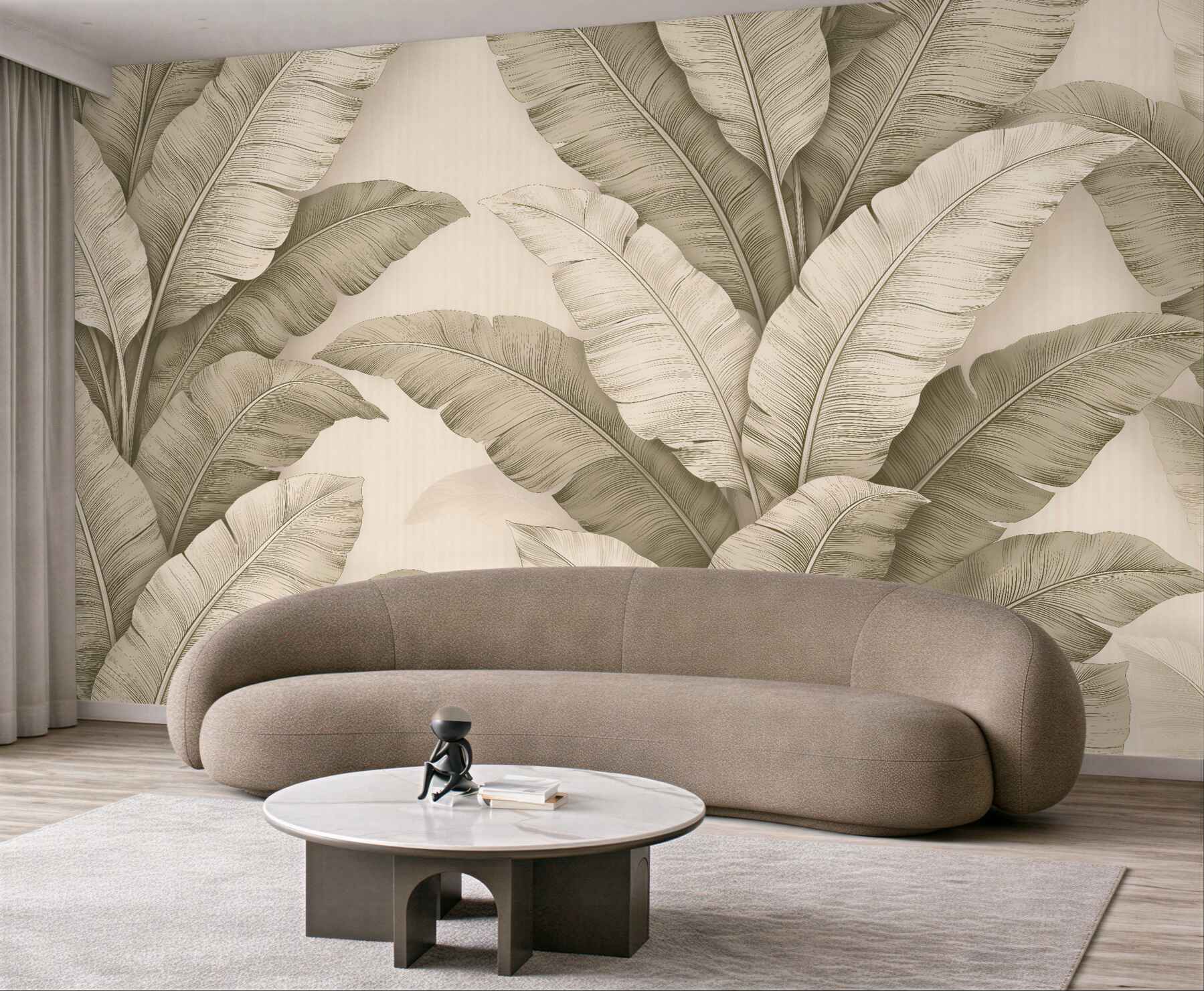 Fototapeten Beige tropische Blätter in Harmonie