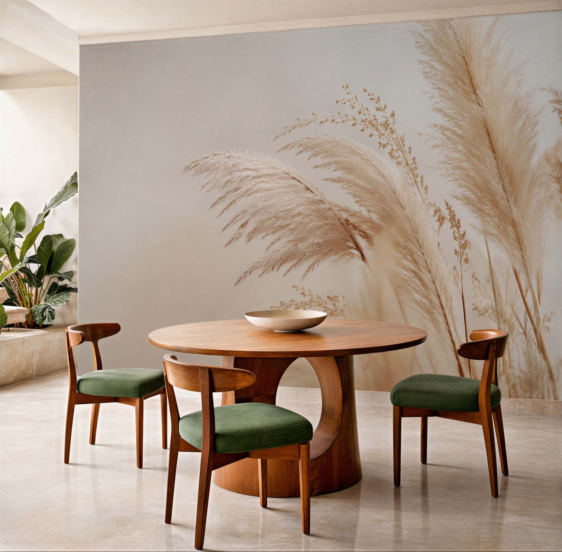 Fototapeten Beige Pampasgräser in zartem Stil