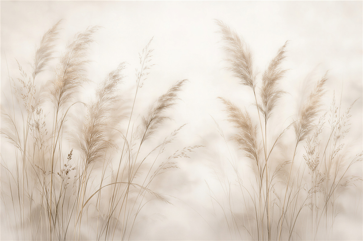 Fototapeten Zarte Gräser in Beige