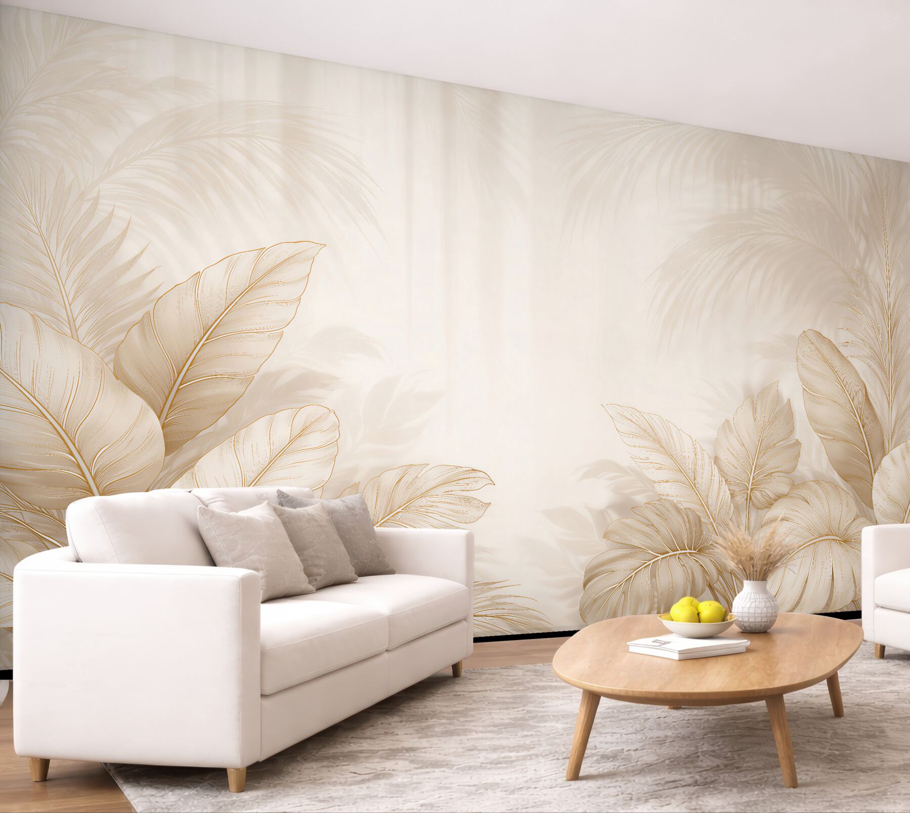 Fototapeten Goldene Blätter in tropischer Eleganz