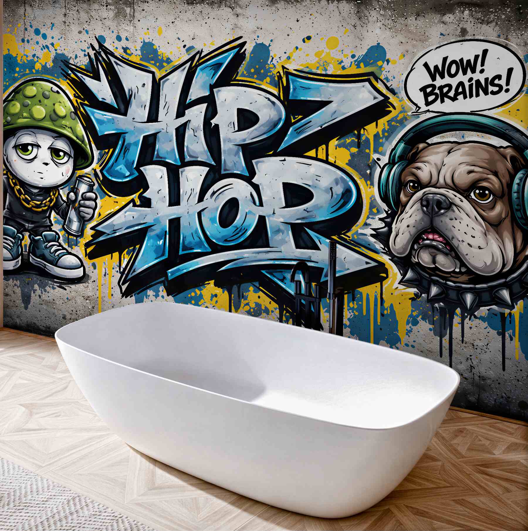 Fototapeten Hip-Hop-Graffiti mit Bulldogge