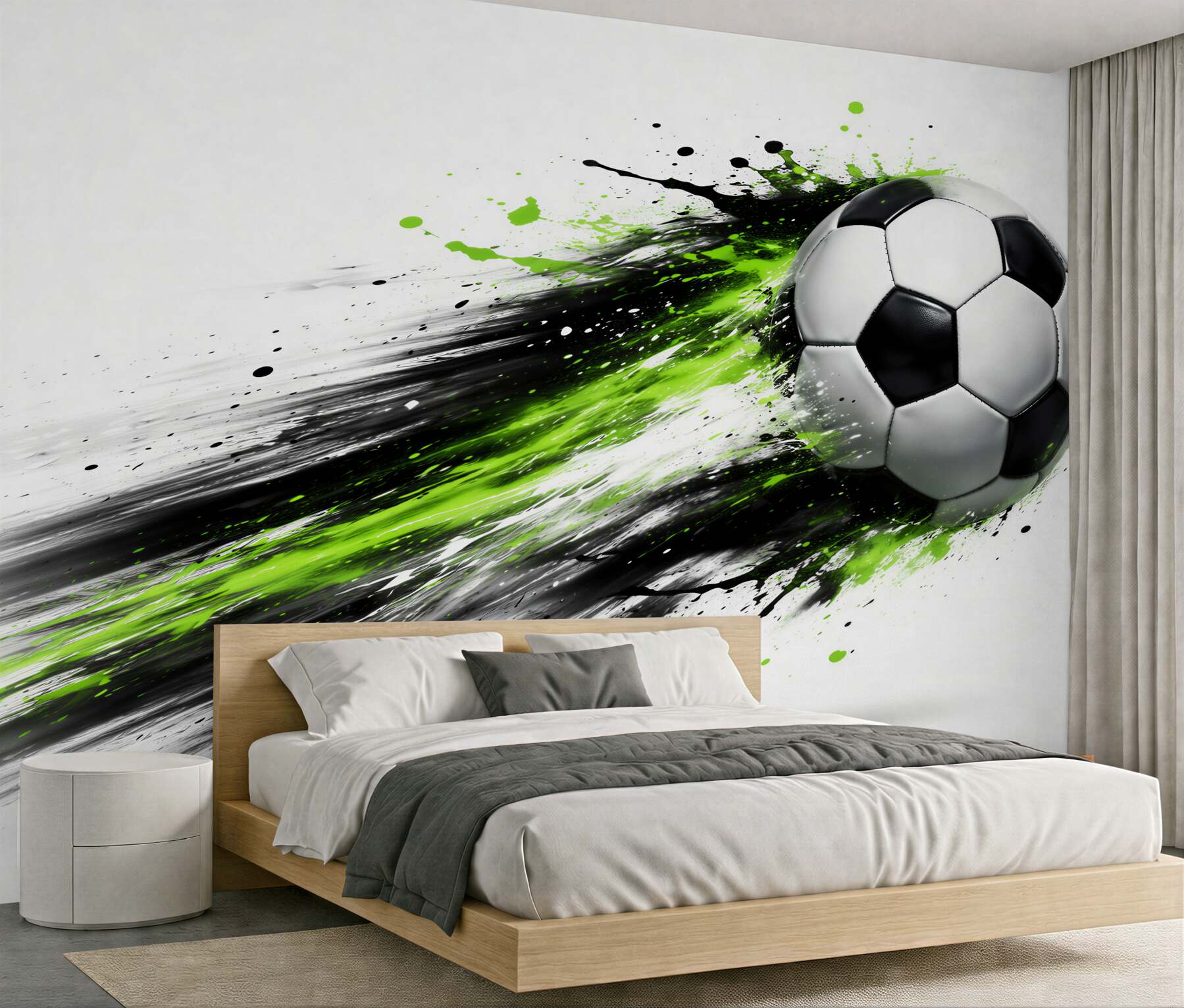 Fototapeten Dynamischer Ball im grünen Leuchten