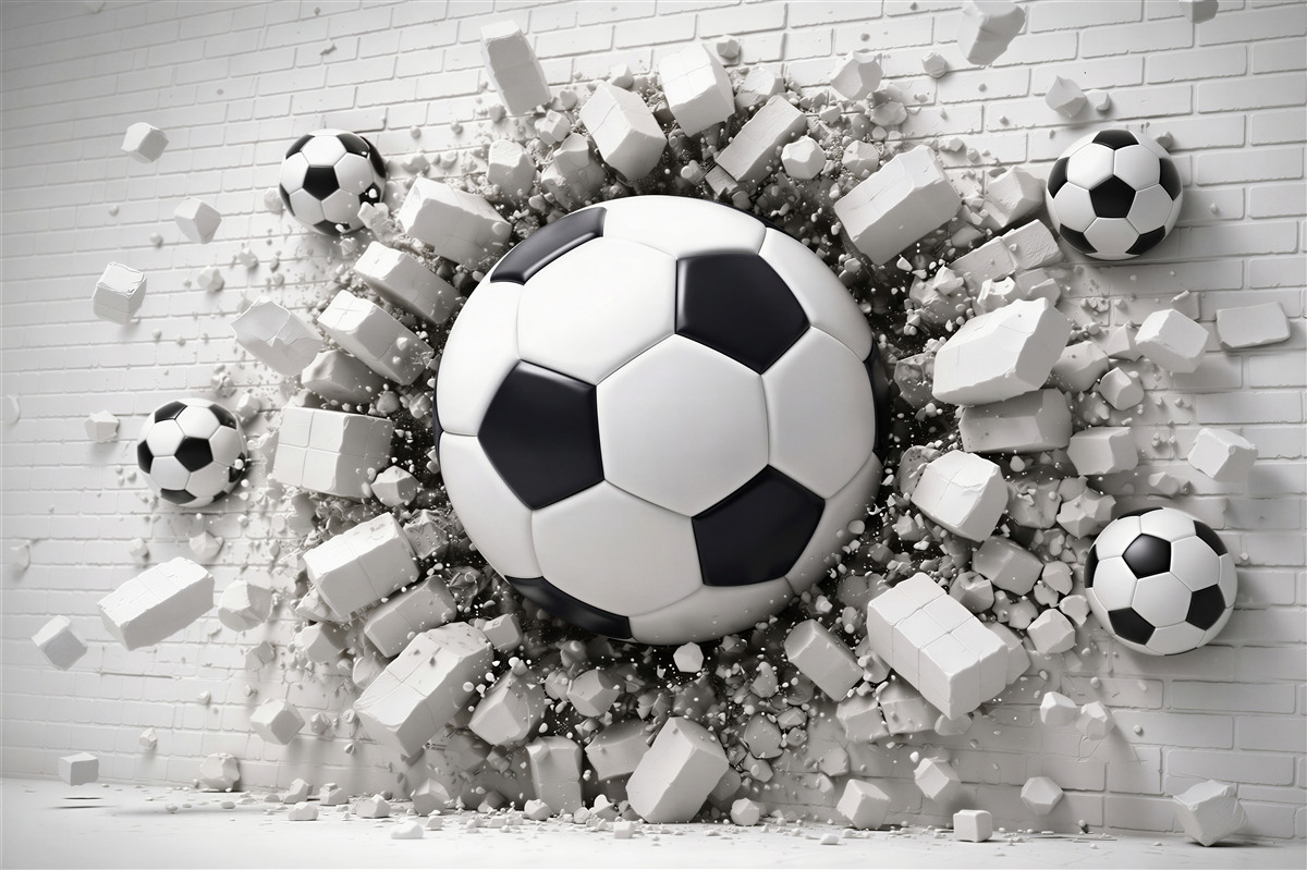 Fototapeten 3D-Ball durchbricht die Wand