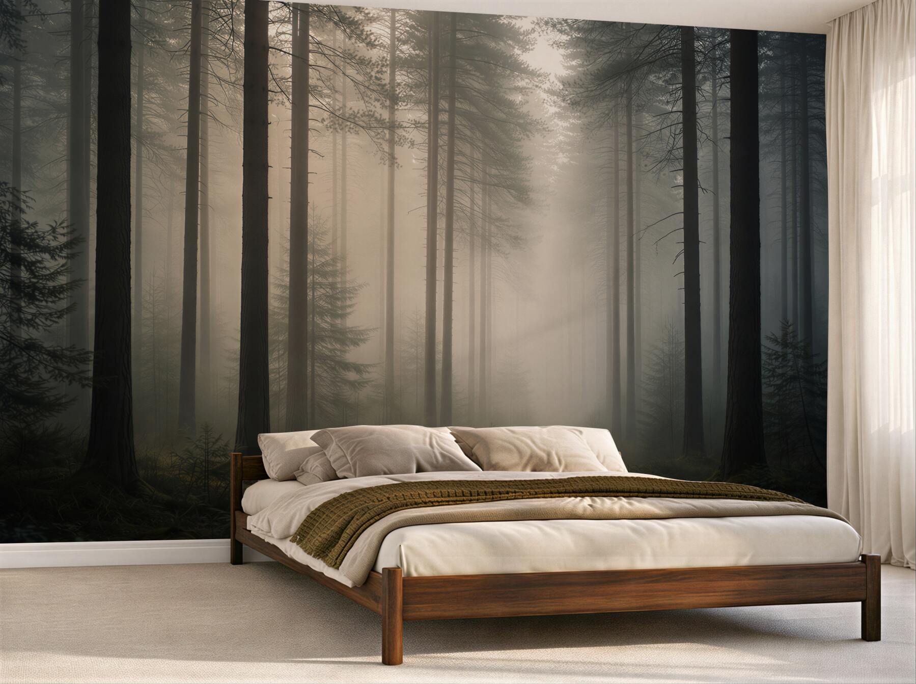 Fototapeten Stiller Wald im Nebel