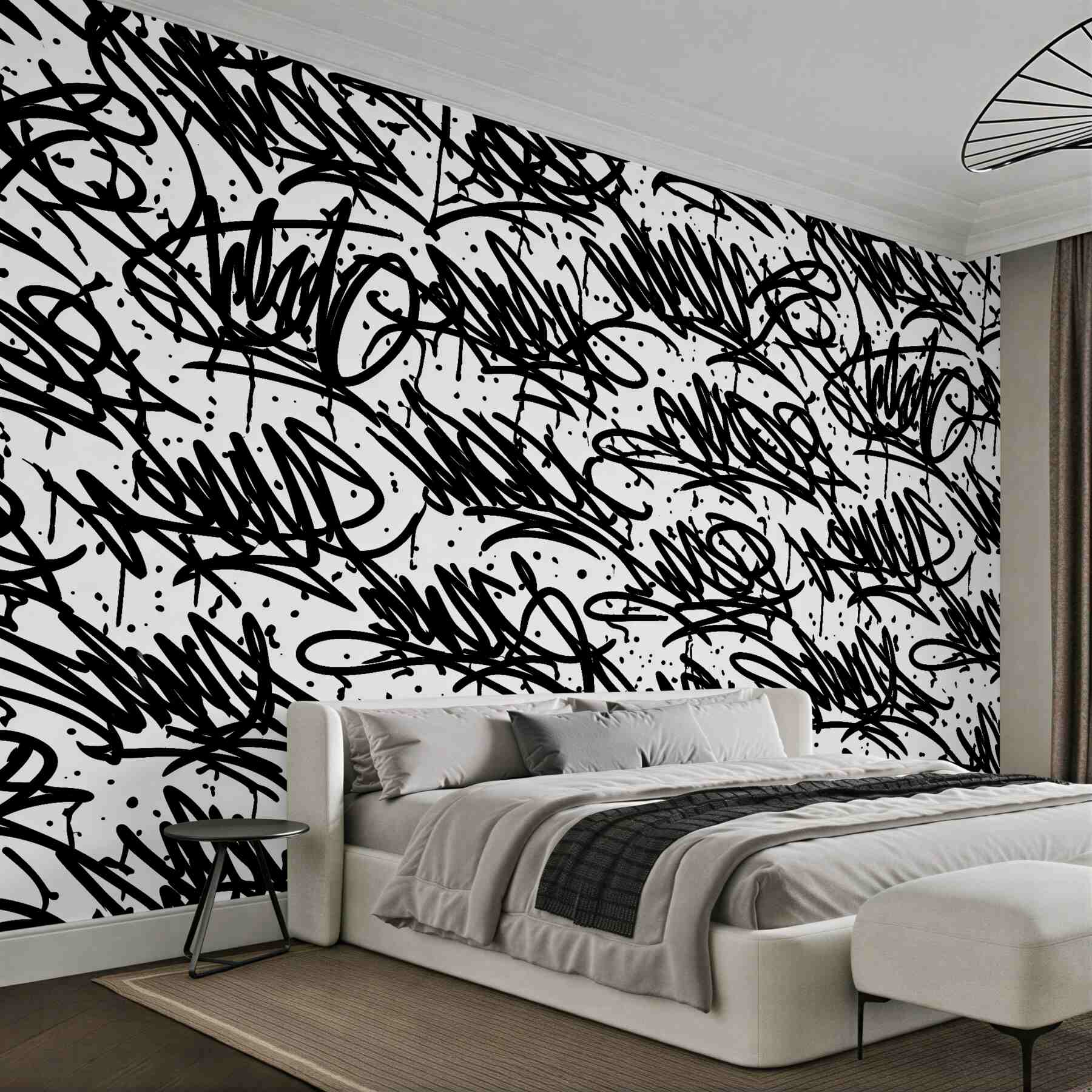 Fototapeten Schwarz-weißes Street-Graffiti