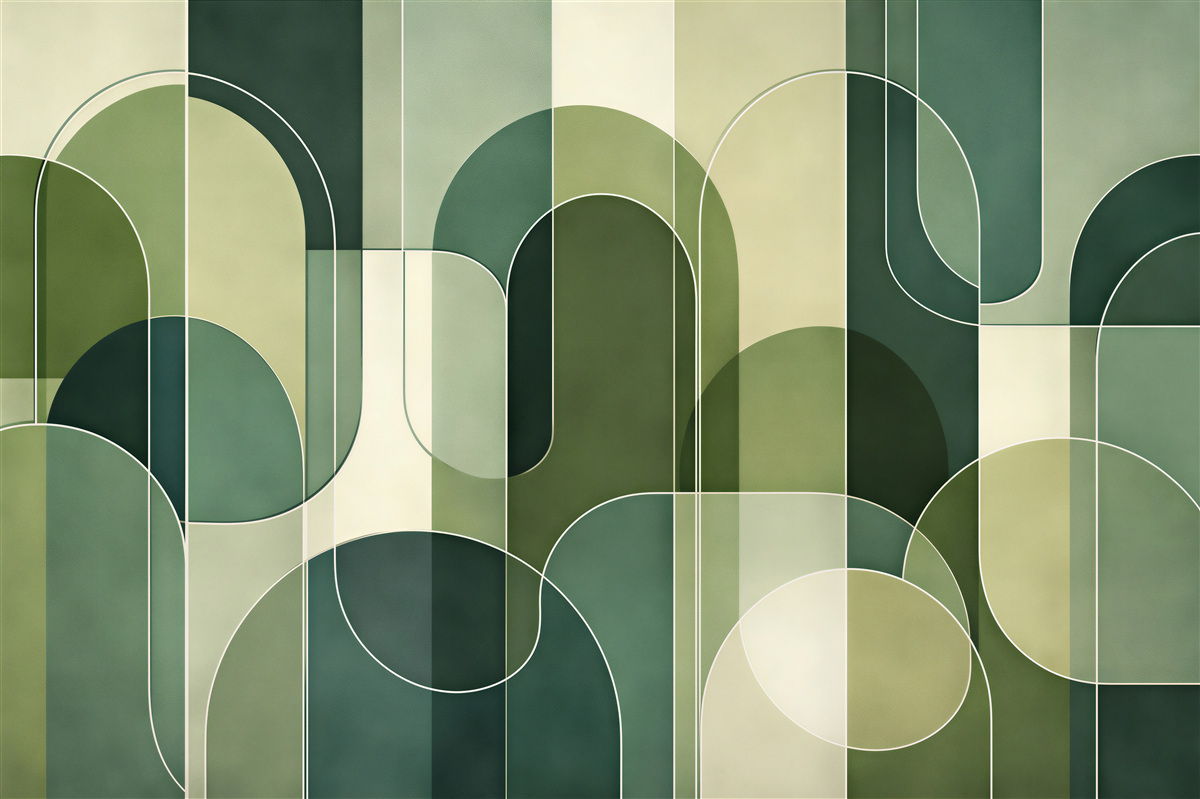 Fototapeten Grüne Retro-Geometrie