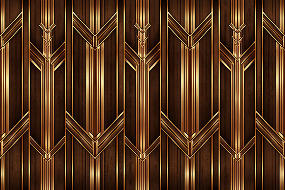 Fototapeten Goldenes geometrisches Holz Glamour
