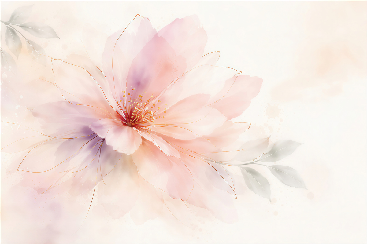 Fototapeten Pastellfarbene Aquarellblume