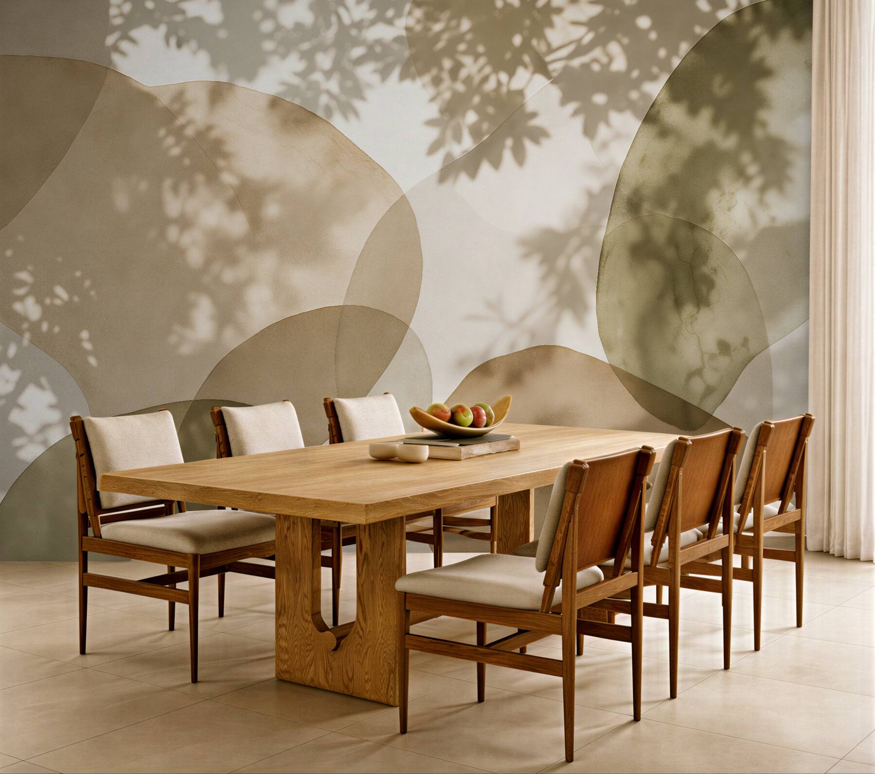 Fototapeten Organische Schatten und beige Formen