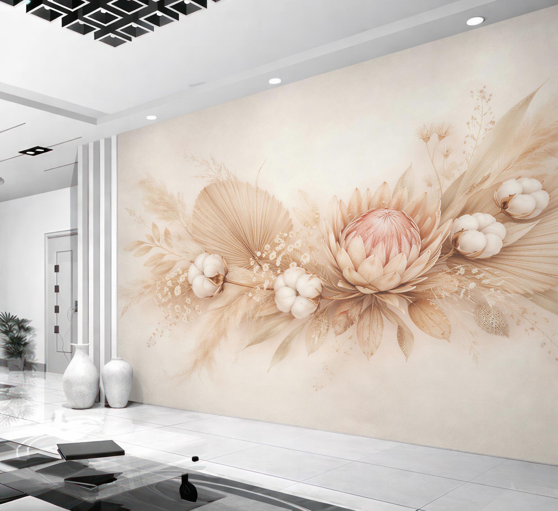 Fototapeten Beige Blumenkomposition Premium