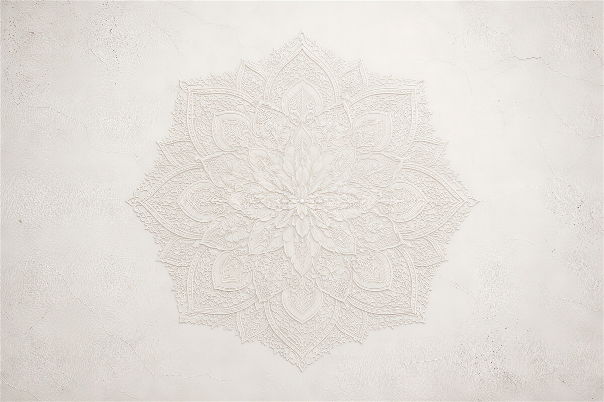 Fototapeten Cremefarbene Mandala im Boho-Stil