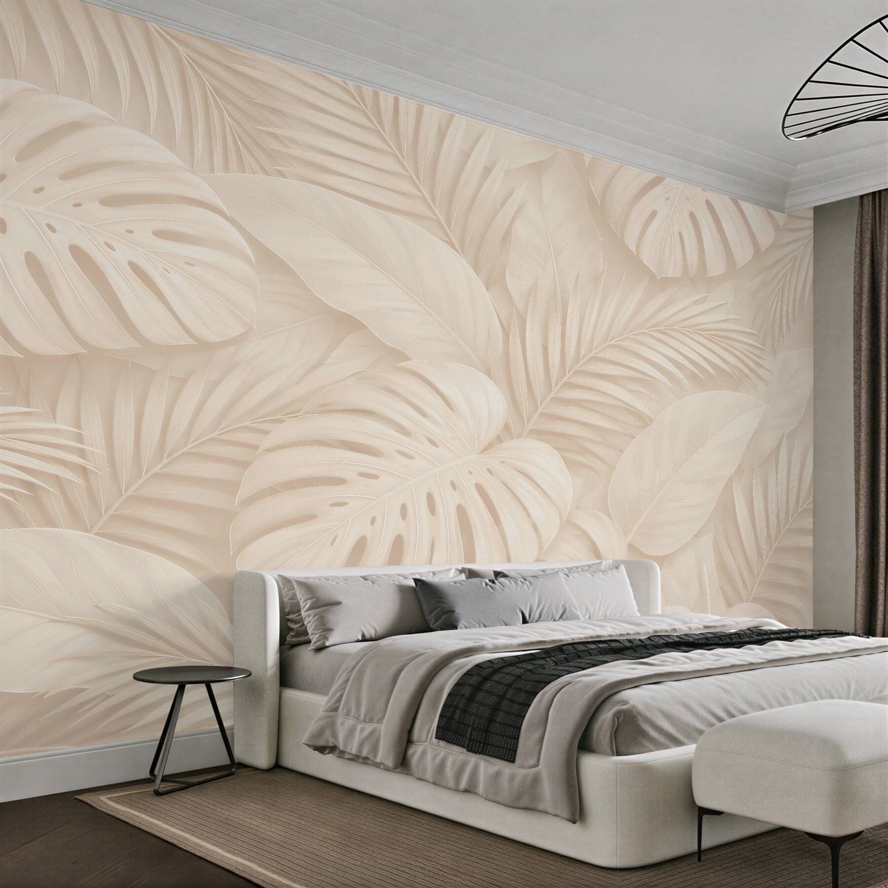 Fototapeten Beige Blätter tropischer Eleganz