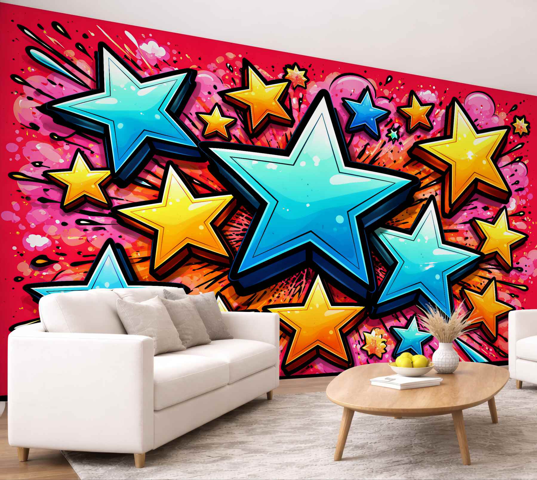 Fototapeten Bunte Sterne im Pop-Art-Stil