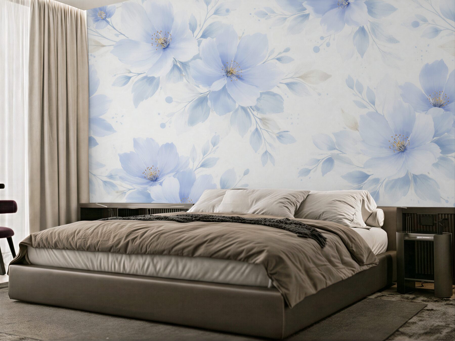 Fototapeten Hellblaue Blumen in Leichtigkeit