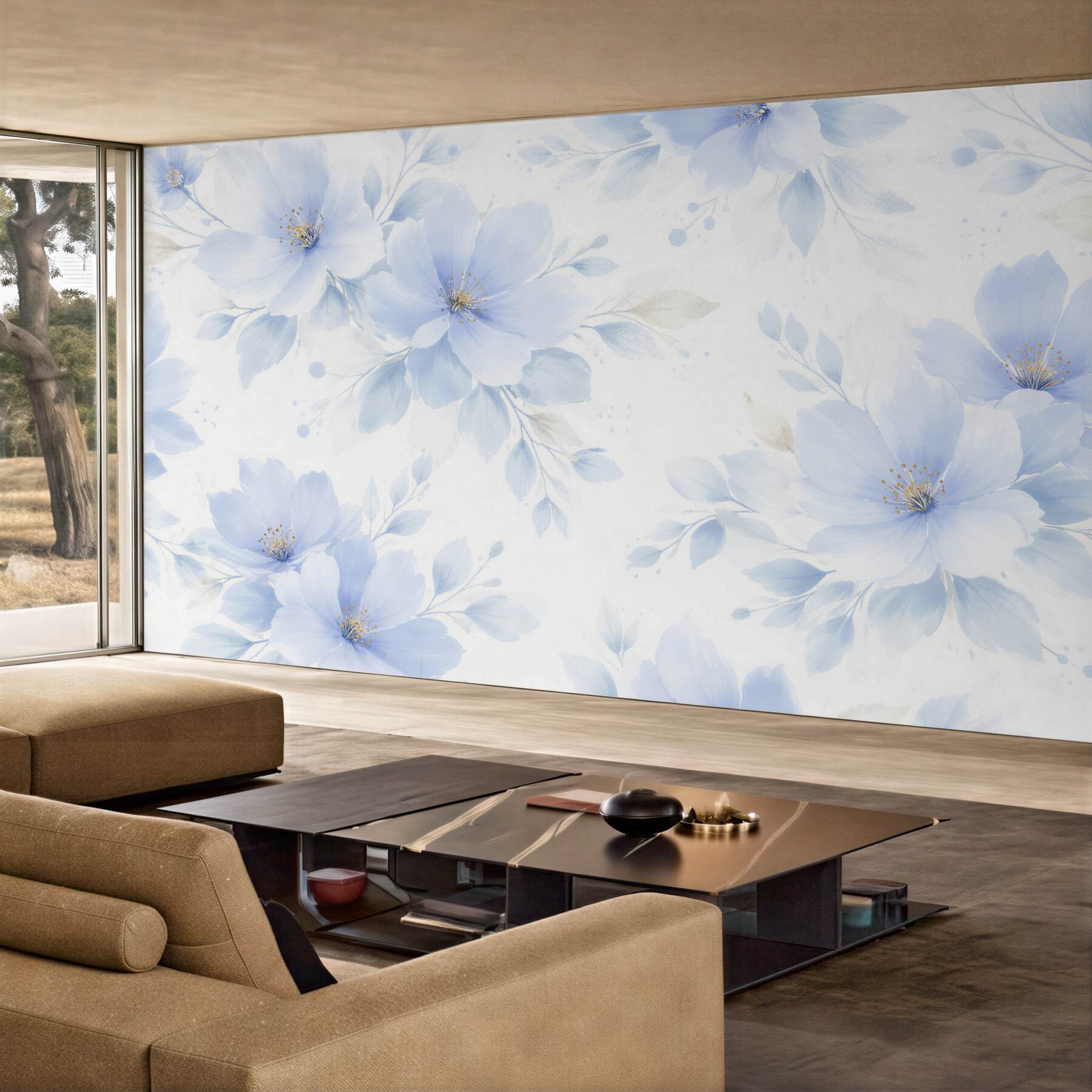Fototapeten Hellblaue Blumen in Leichtigkeit