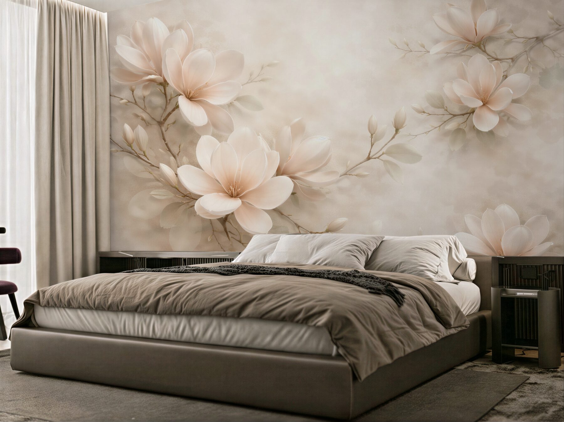 Fototapeten Cremefarbene Magnolien im Glanz