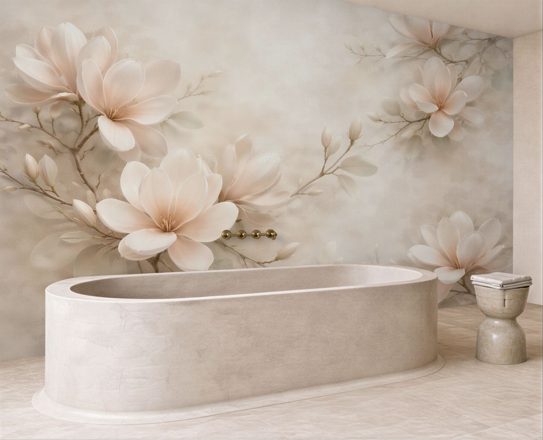 Fototapeten Cremefarbene Magnolien im Glanz