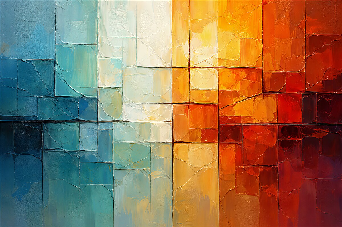 Fototapeten Geometrisches Mosaik aus Wärme und Kühle