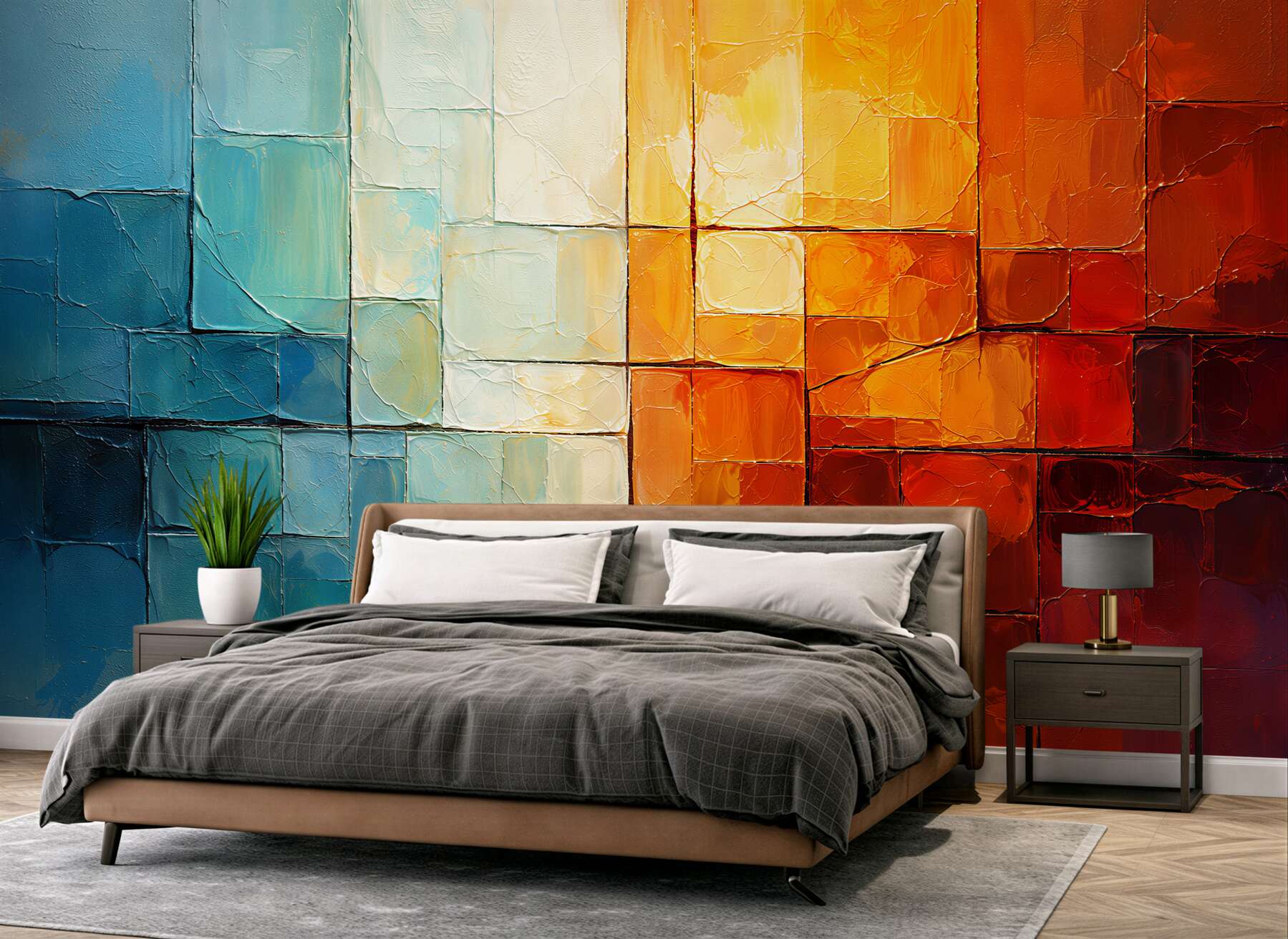 Fototapeten Geometrisches Mosaik aus Wärme und Kühle