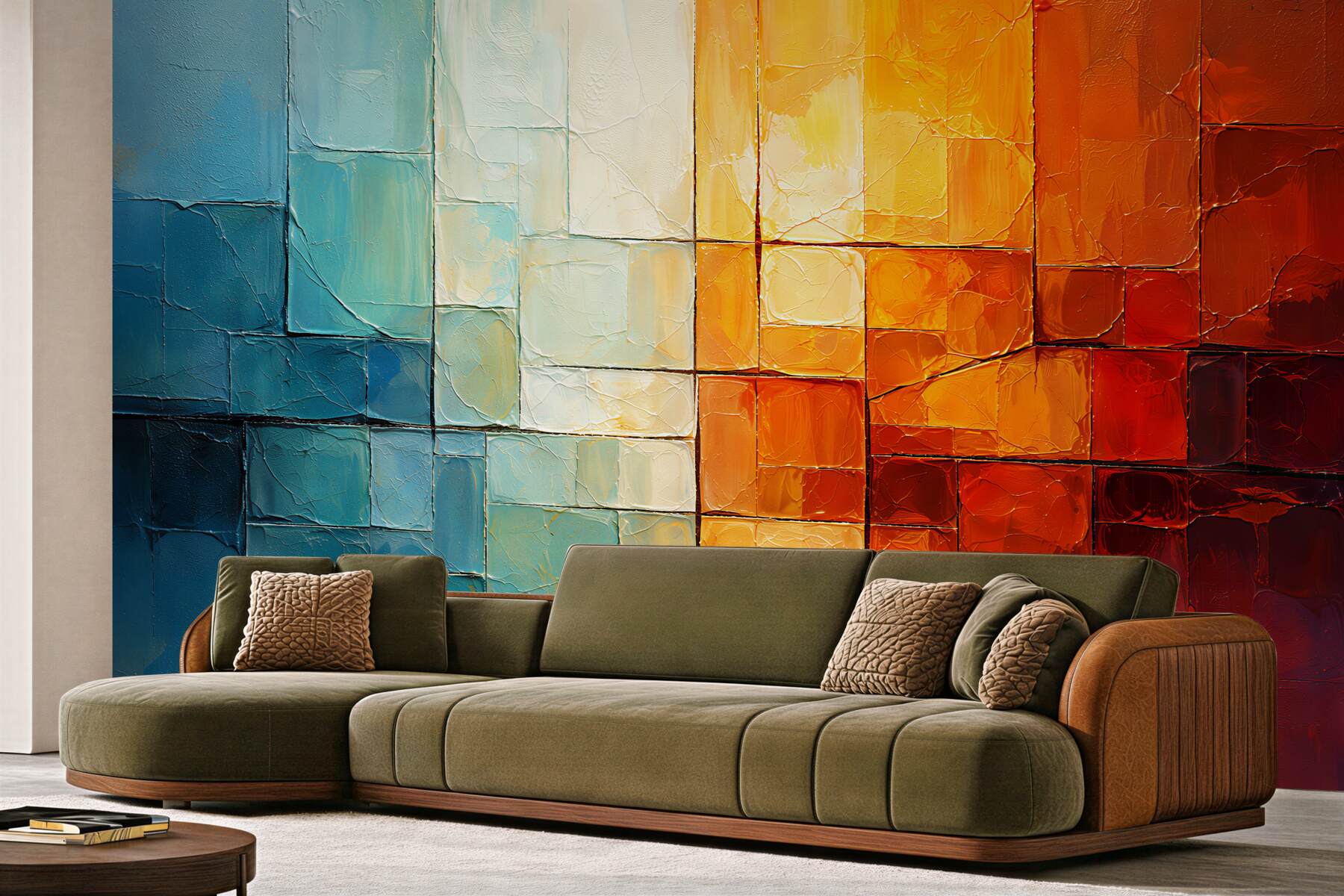 Fototapeten Geometrisches Mosaik aus Wärme und Kühle