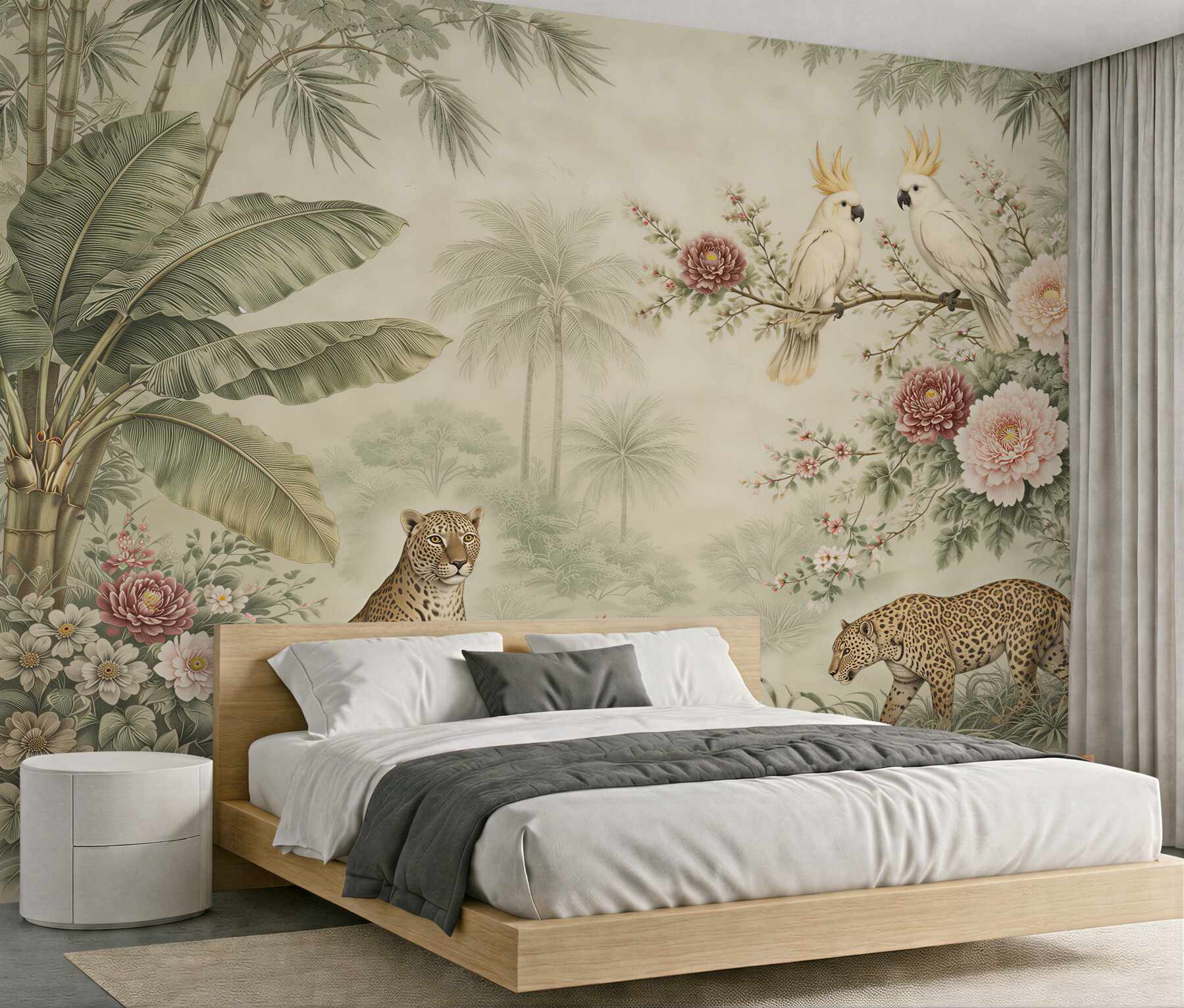 Fototapeten Exotischer Dschungel mit Leoparden