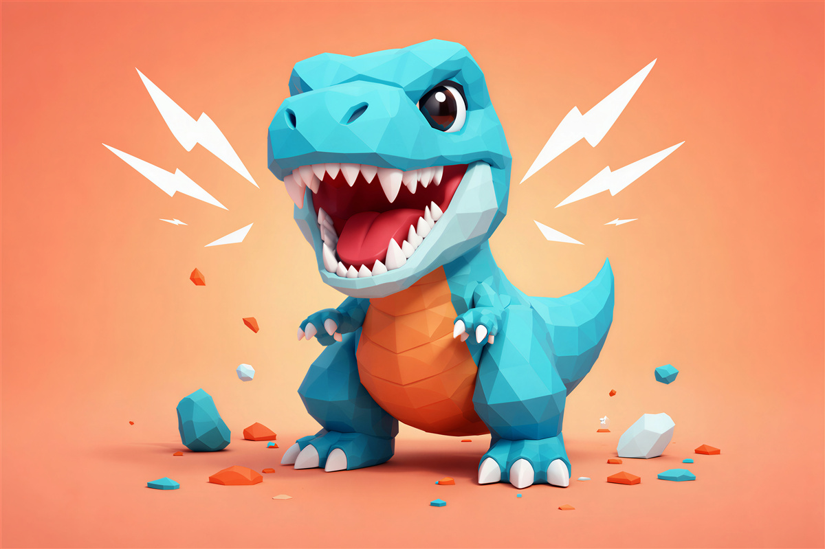 Fototapeten Geometrischer Dinosaurier für Kinder
