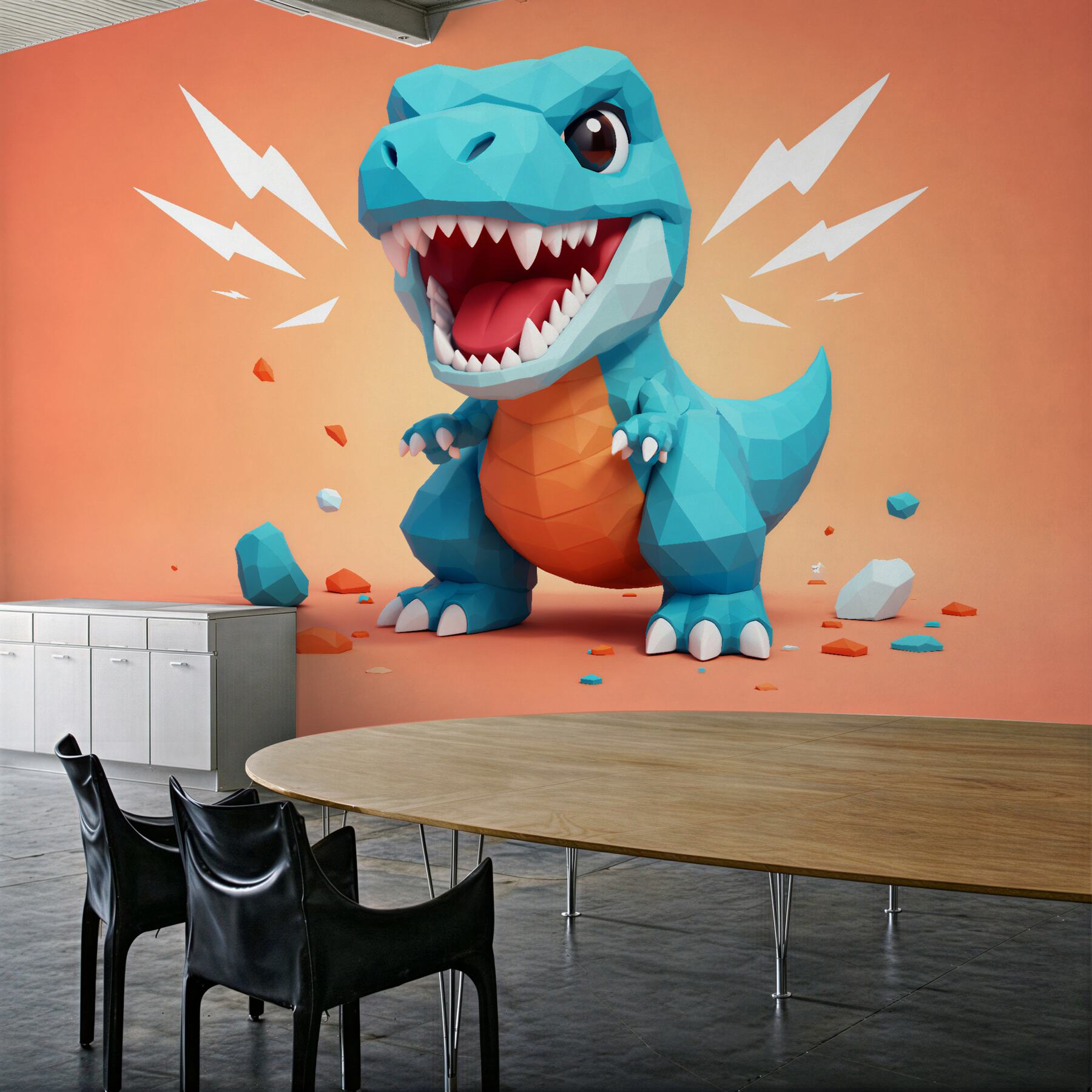 Fototapeten Geometrischer Dinosaurier für Kinder