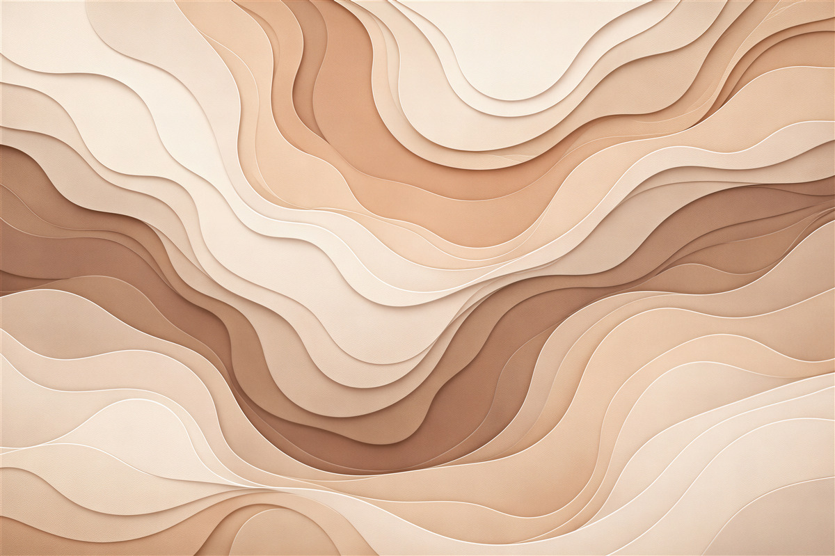 Fototapeten Beige Reliefwellen 3D