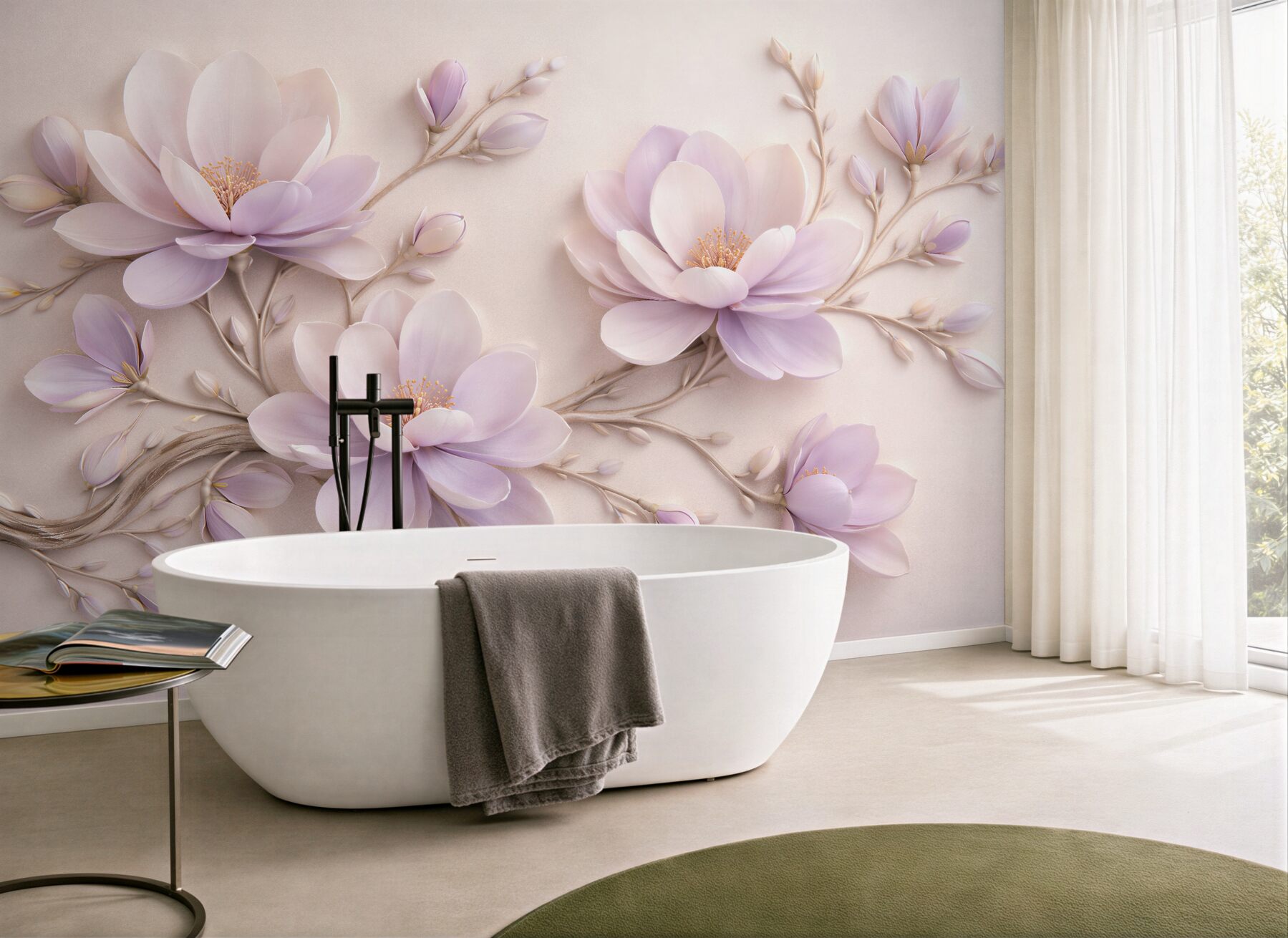 Fototapeten Lavendelfarbene Magnolie in eleganter Blüte