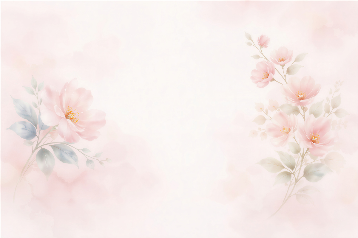 Fototapeten Pudrige Blumen in Aquarell