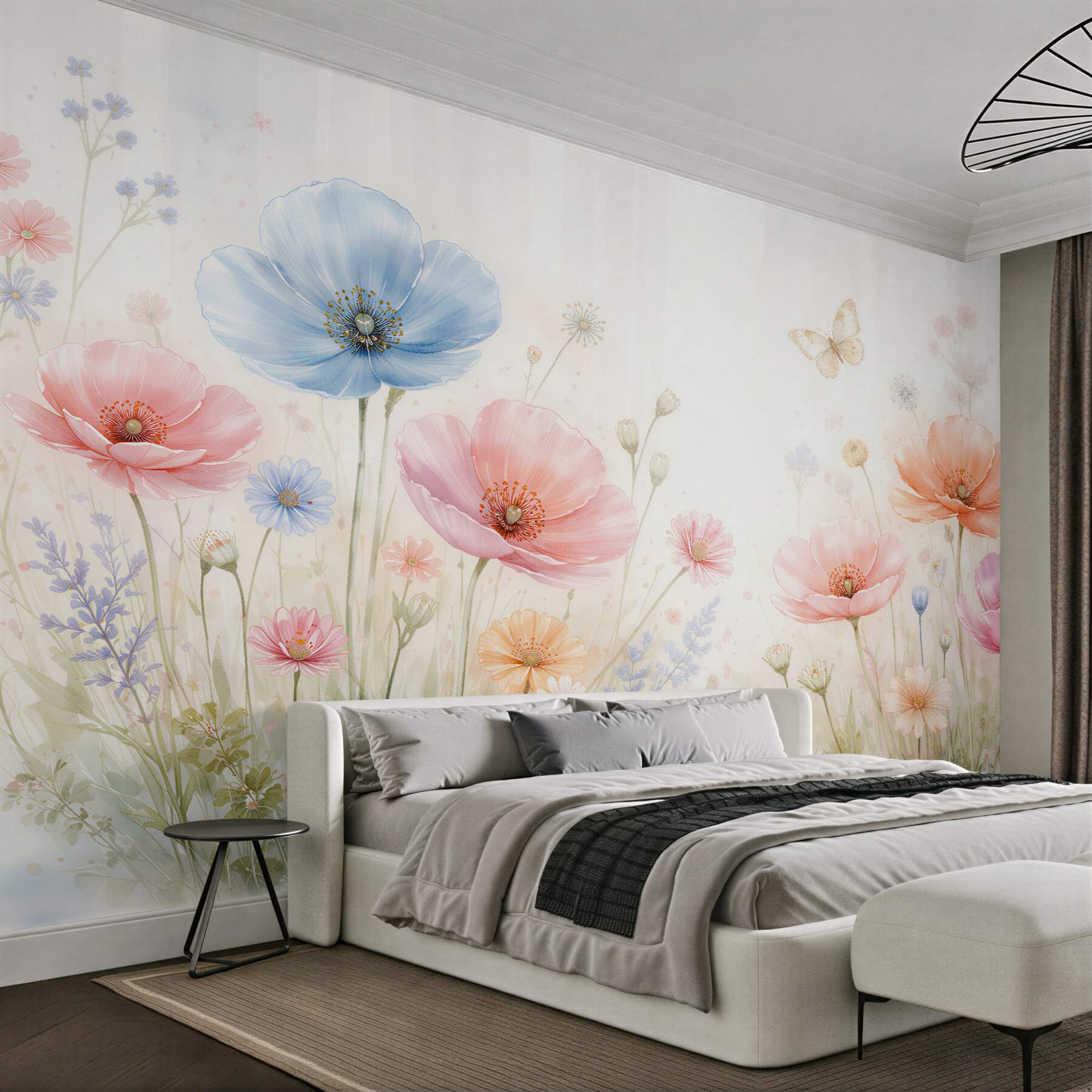 Fototapeten Pastellwiese voller Blumen
