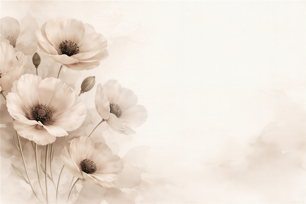 Fototapeten Beige Mohnblumen sanfter Glanz