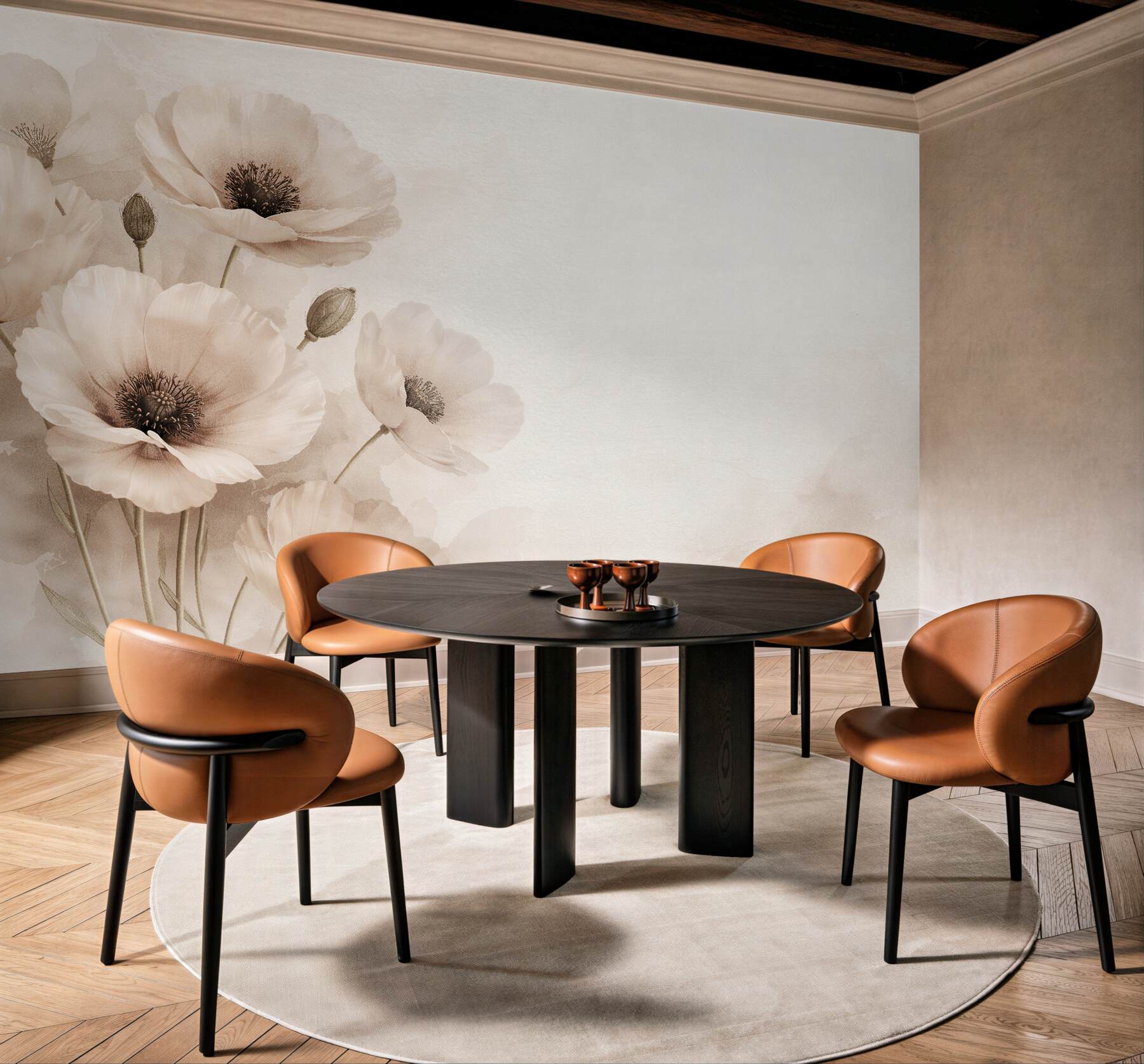 Fototapeten Beige Mohnblumen sanfter Glanz