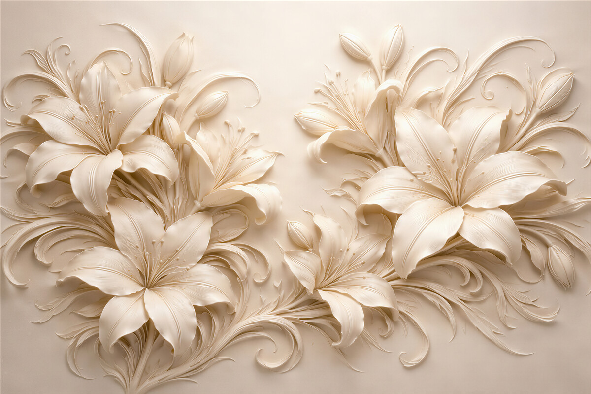 Fototapeten Elegante Lilien im Relief