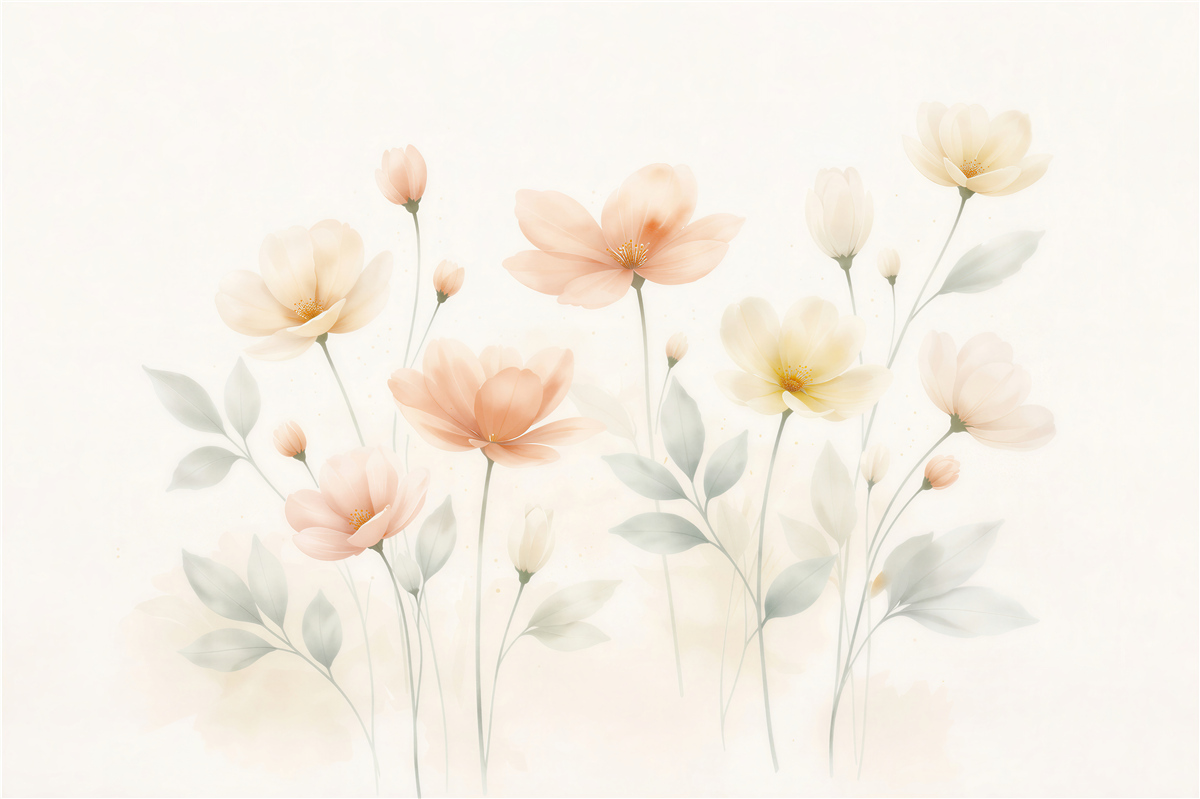 Fototapeten Pastellfarbene Blumenwiese