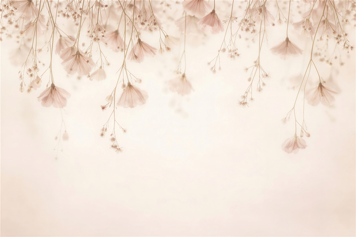 Fototapeten Hängende puderfarbene Blumen