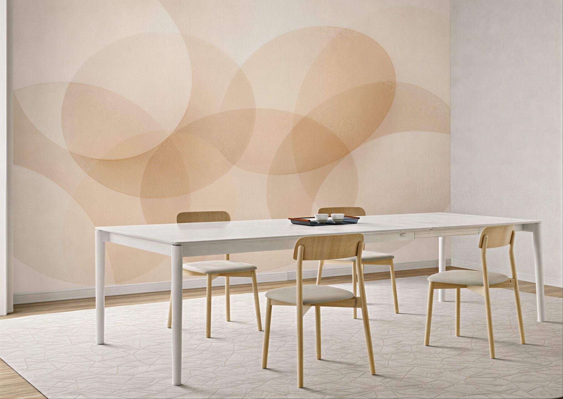 Fototapeten Beige Kreise im subtilen Rhythmus