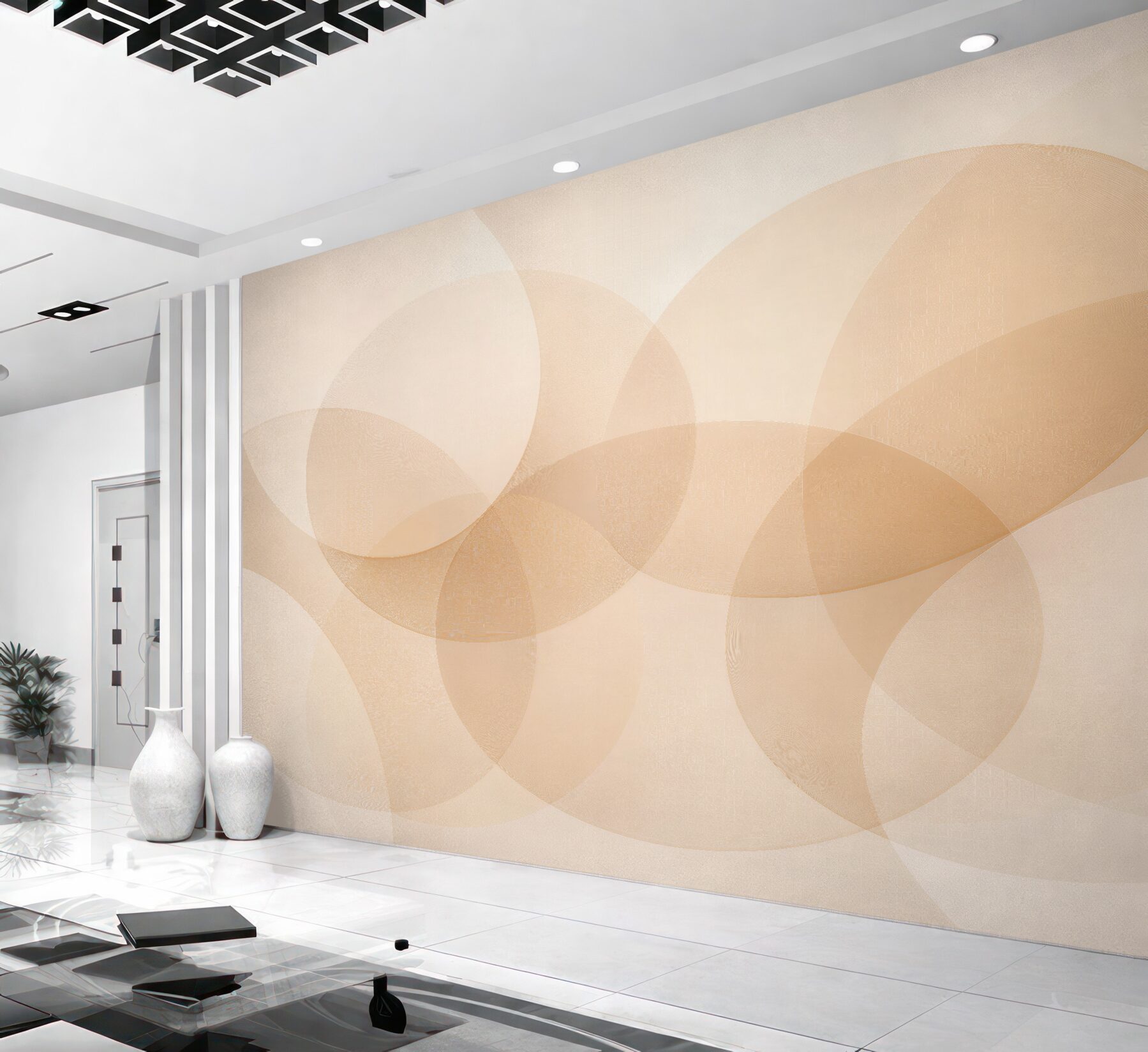 Fototapeten Beige Kreise im subtilen Rhythmus