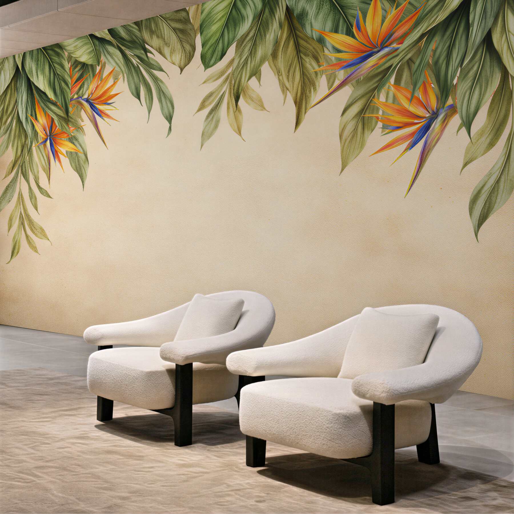 Fototapeten Tropischer Rahmen mit Paradiesblumen