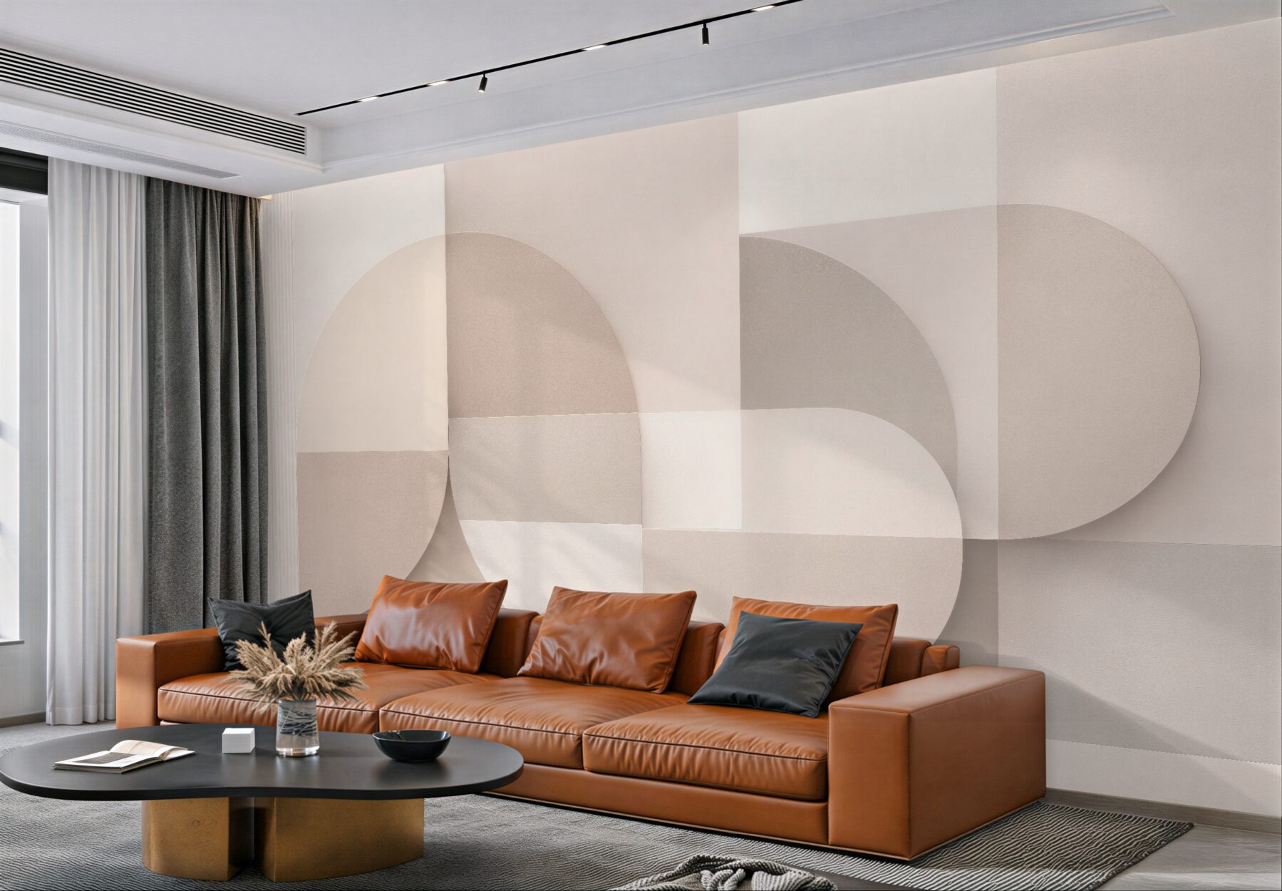 Fototapeten Beige Geometrie mit Halbkreisen