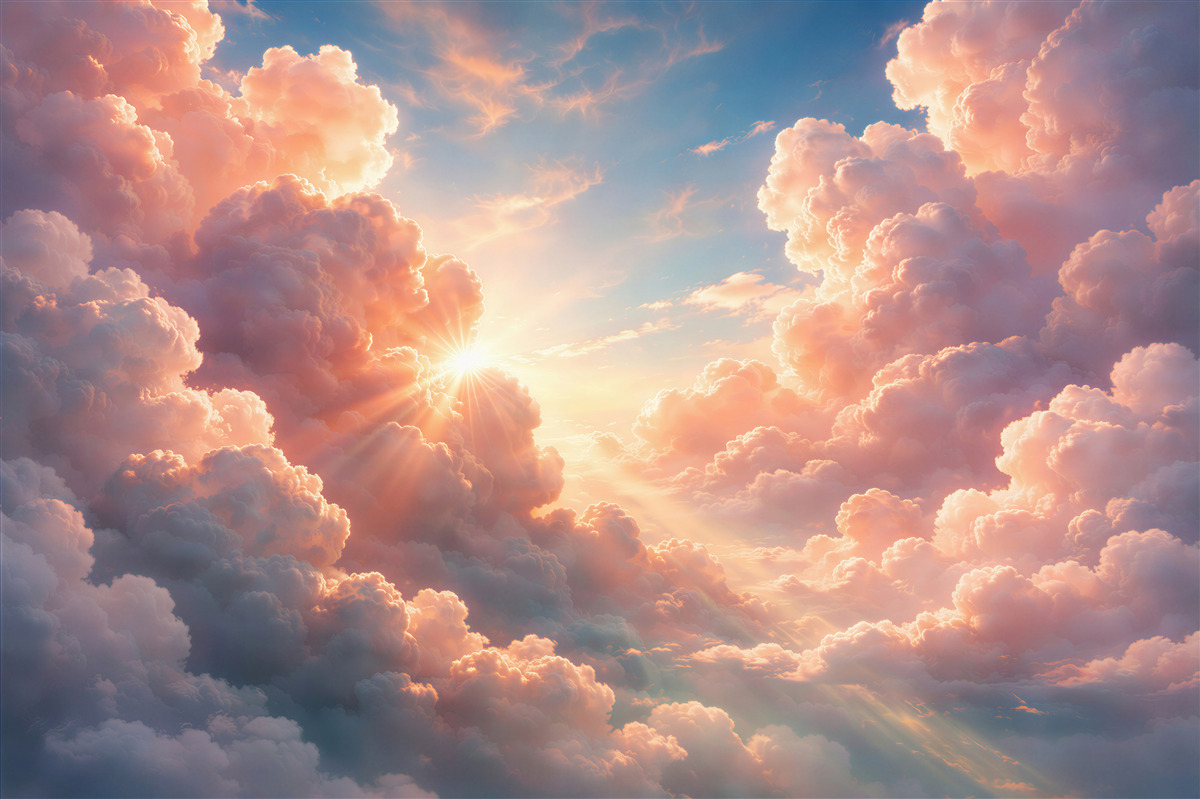 Fototapeten Rosa Wolken im Morgengrauen