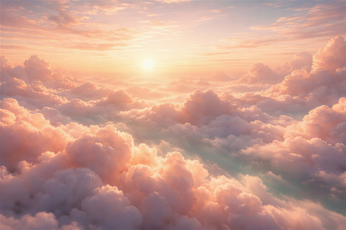Fototapeten Pastellfarbene Wolken im Morgengrauen