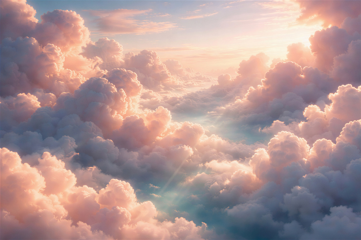 Fototapeten Rosenfarbene Wolken im Morgengrauen
