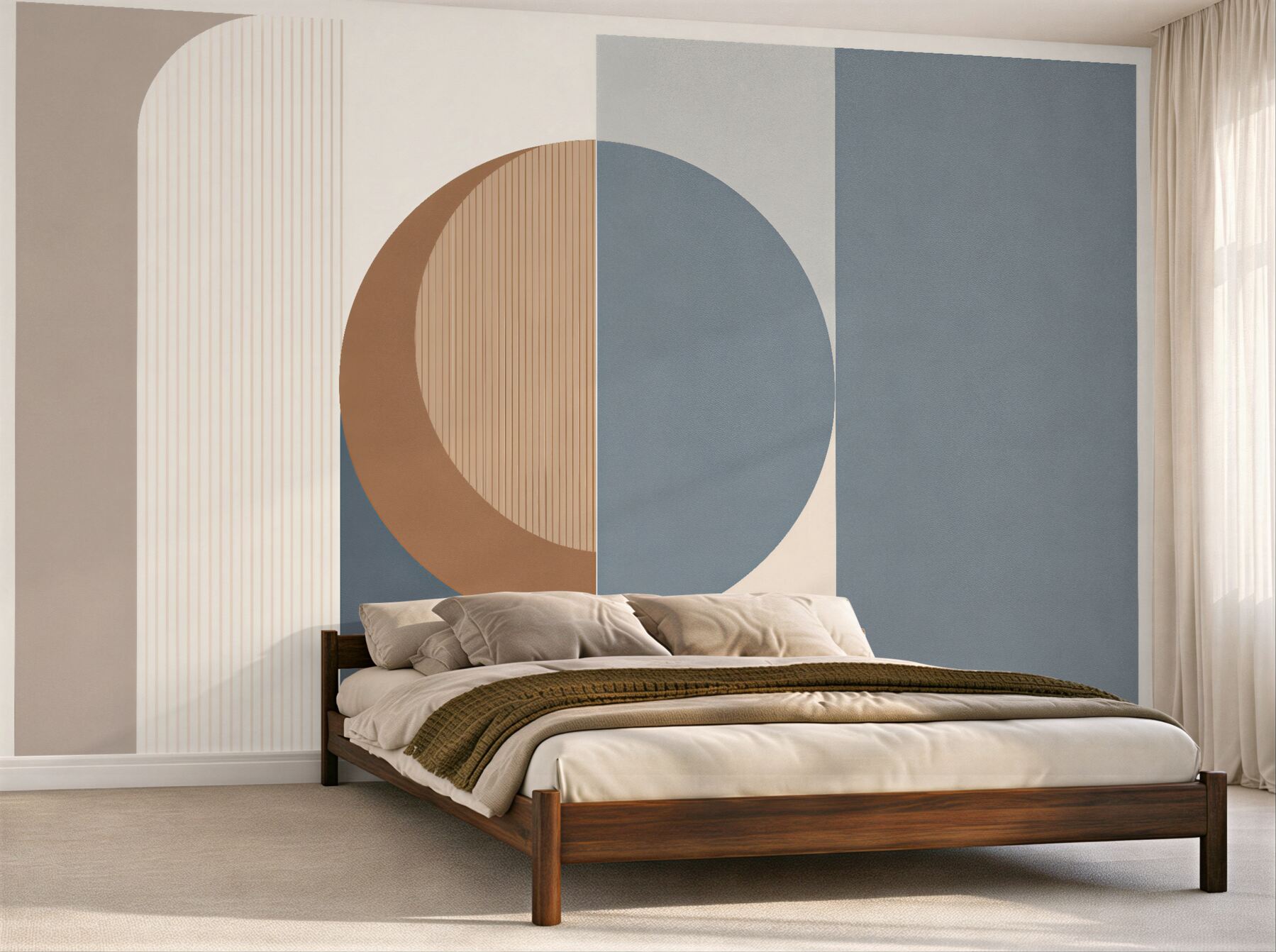 Fototapeten Geometrische Harmonie von Beige und Himmelblau