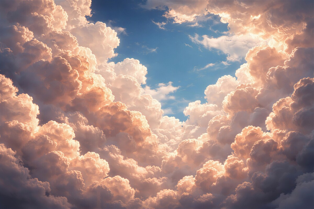 Fototapeten Rosa Wolken am blauen Himmel