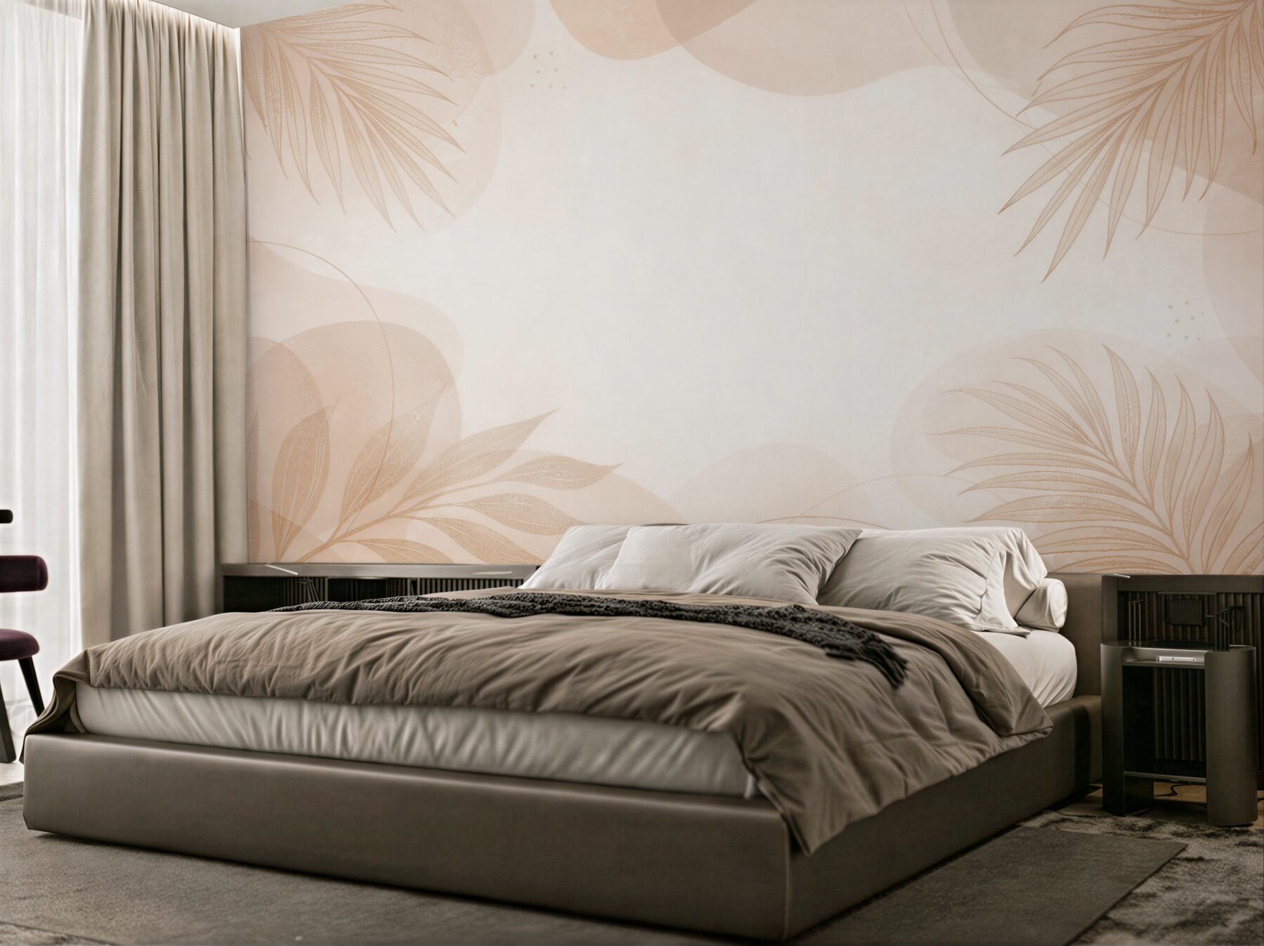 Fototapeten Beige Blätter auf modernem Hintergrund