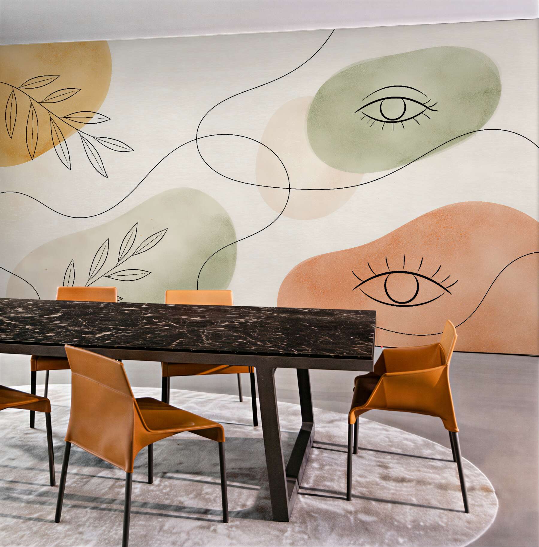 Fototapeten Abstrakte Augen und botanische Linien