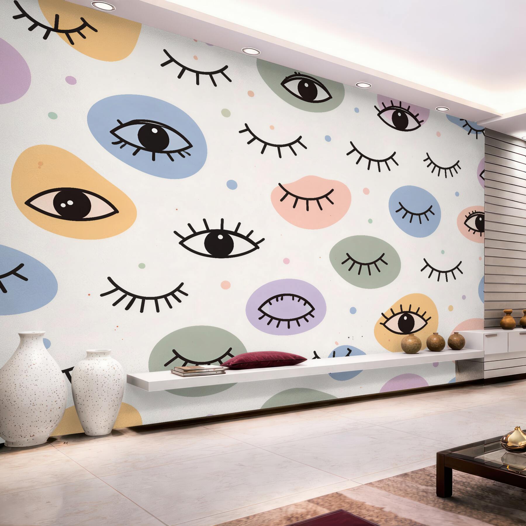 Fototapeten Pastellfarbene Boho-Augen