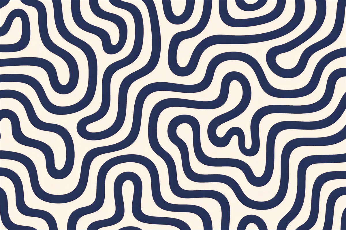 Fototapeten Marineblaues Linienlabyrinth